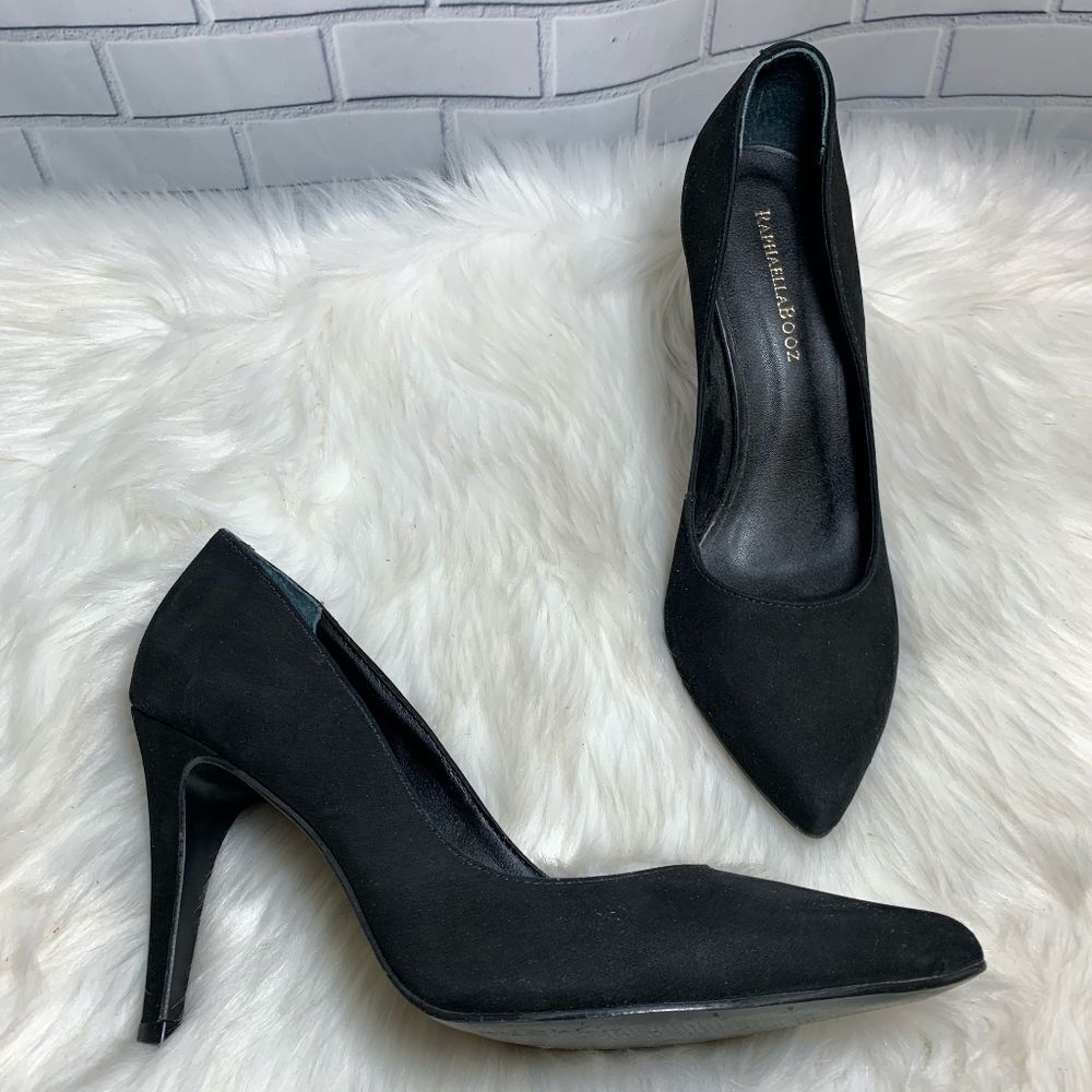 Anthro Raphaella Booz Black Suede Pumps Sz‎ 10